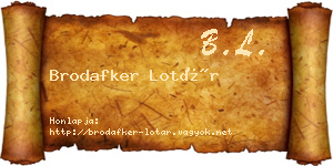 Brodafker Lotár névjegykártya